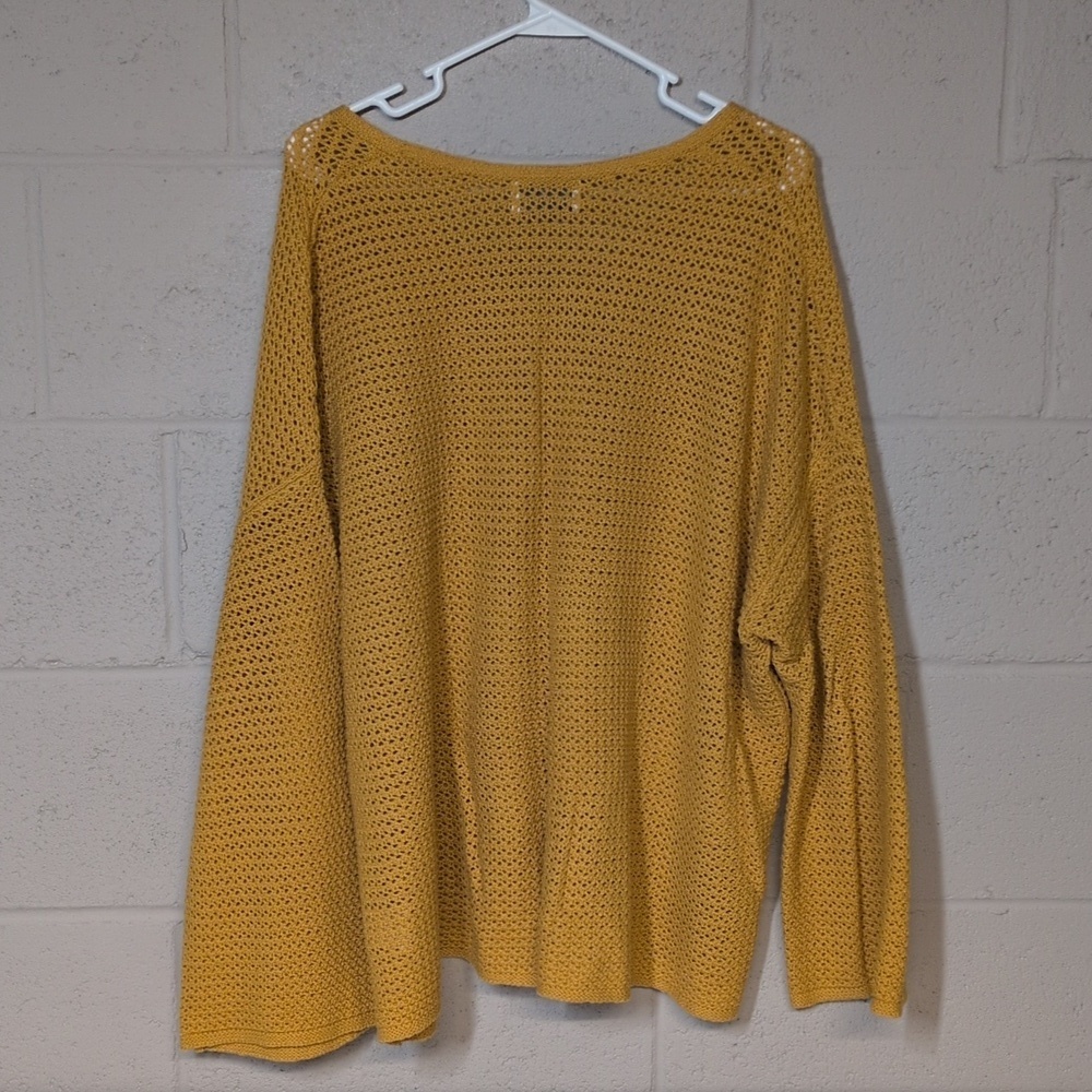 Old Navy Women’s Mustard Yellow Hollow Knit Bell Sleeve Sweater | XXL - Picture 6 of 6